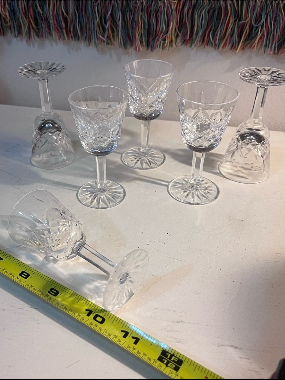 Waterford Crystal Clear Cut Stemmed Cordial Glasses - Set of 6